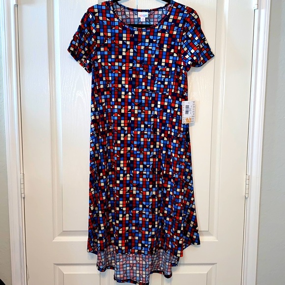 LuLaRoe woman’s Carly dress XS red blue stars - Picture 1 of 12